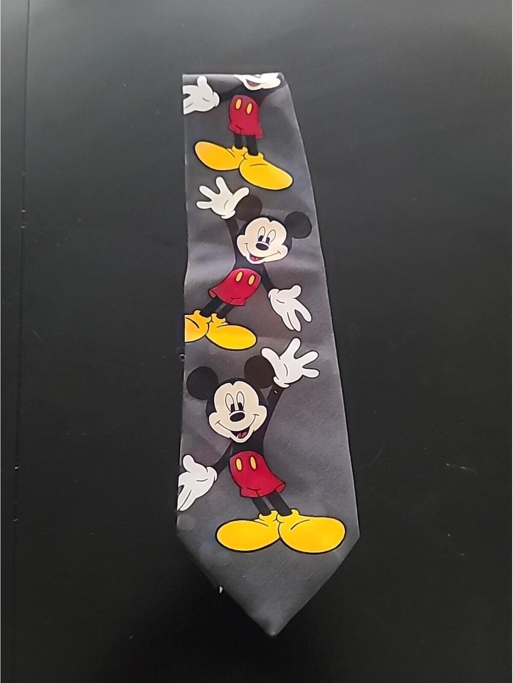 Mickey Unlimited Men’s Neck Tie Mickey Mouse 100% Polyester Black Gray